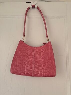 Liz Claiborne Pink Croc-Embossed Shoulder Bag